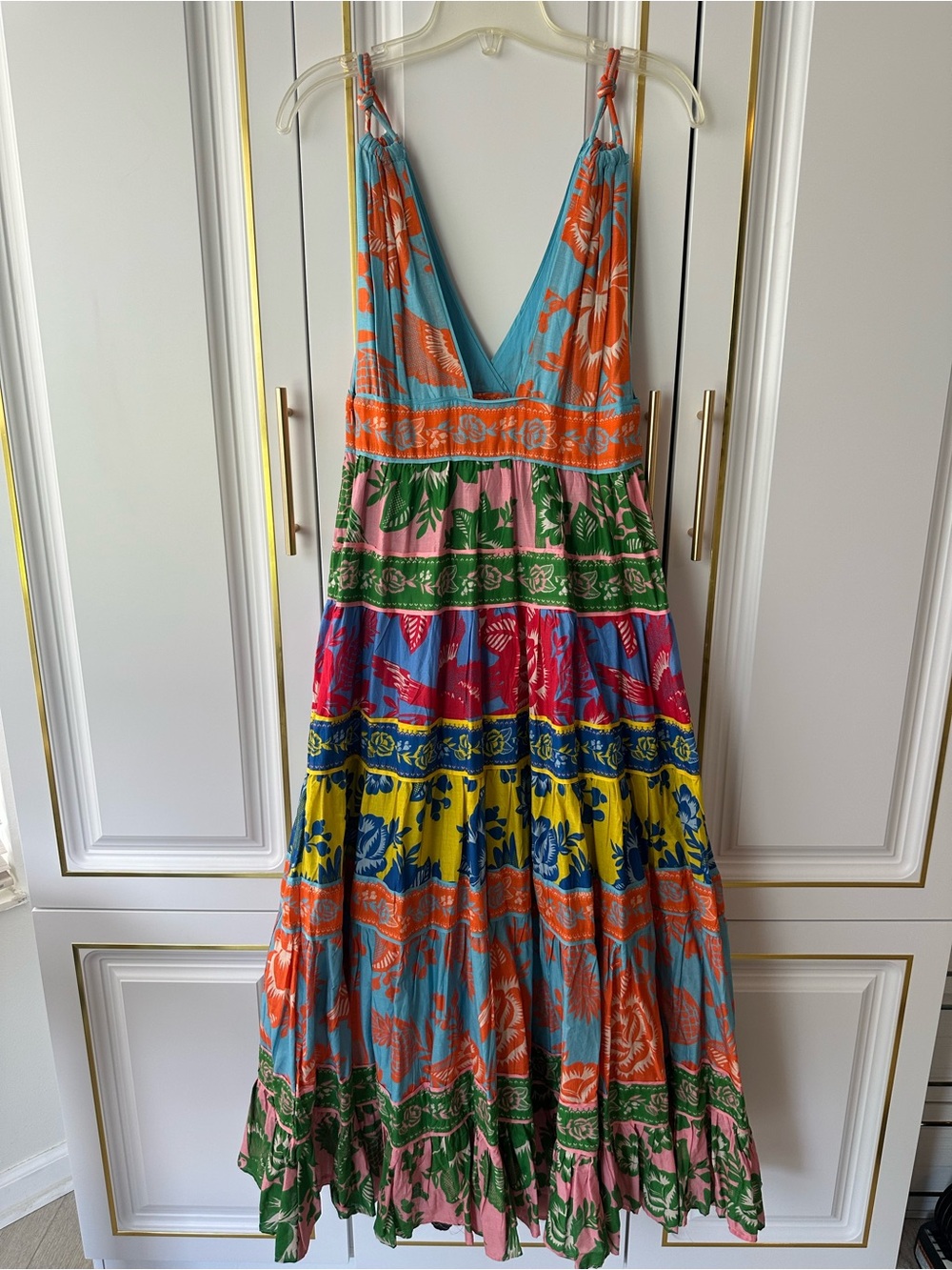 FARM Rio Multicolor Floral V-Neck Tiered Maxi Dress - Picture 7 of 8